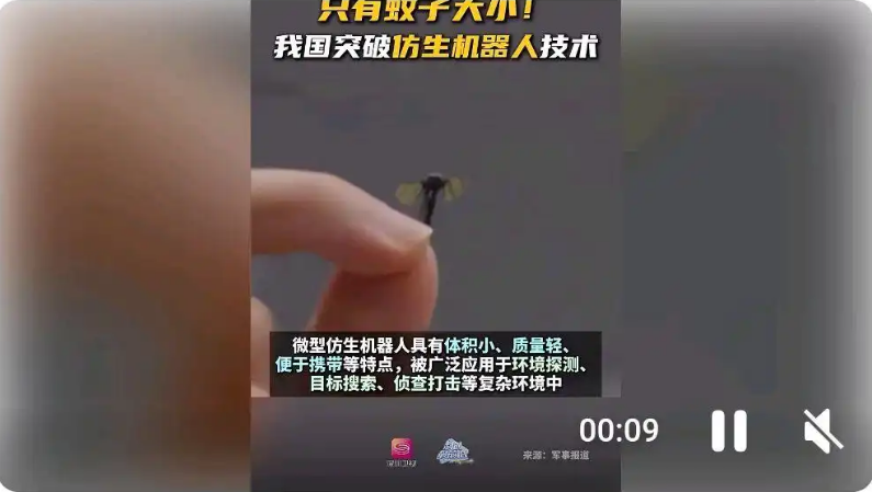 新突破！中國成功研發蚊子大小仿生機器人