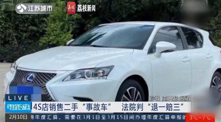 「退一賠三」女子13萬元買到事故車獲4S店退賠53萬元
